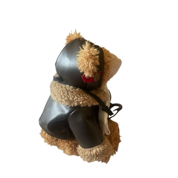 New Brass Button Bear Brown Teddy Friendship Aviator Ralph Stuffed Animal - Picture 2 of 13